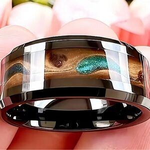 Men’s Luxury Stainless Steel Polished Laced Mosaic 8mm Band Size 13